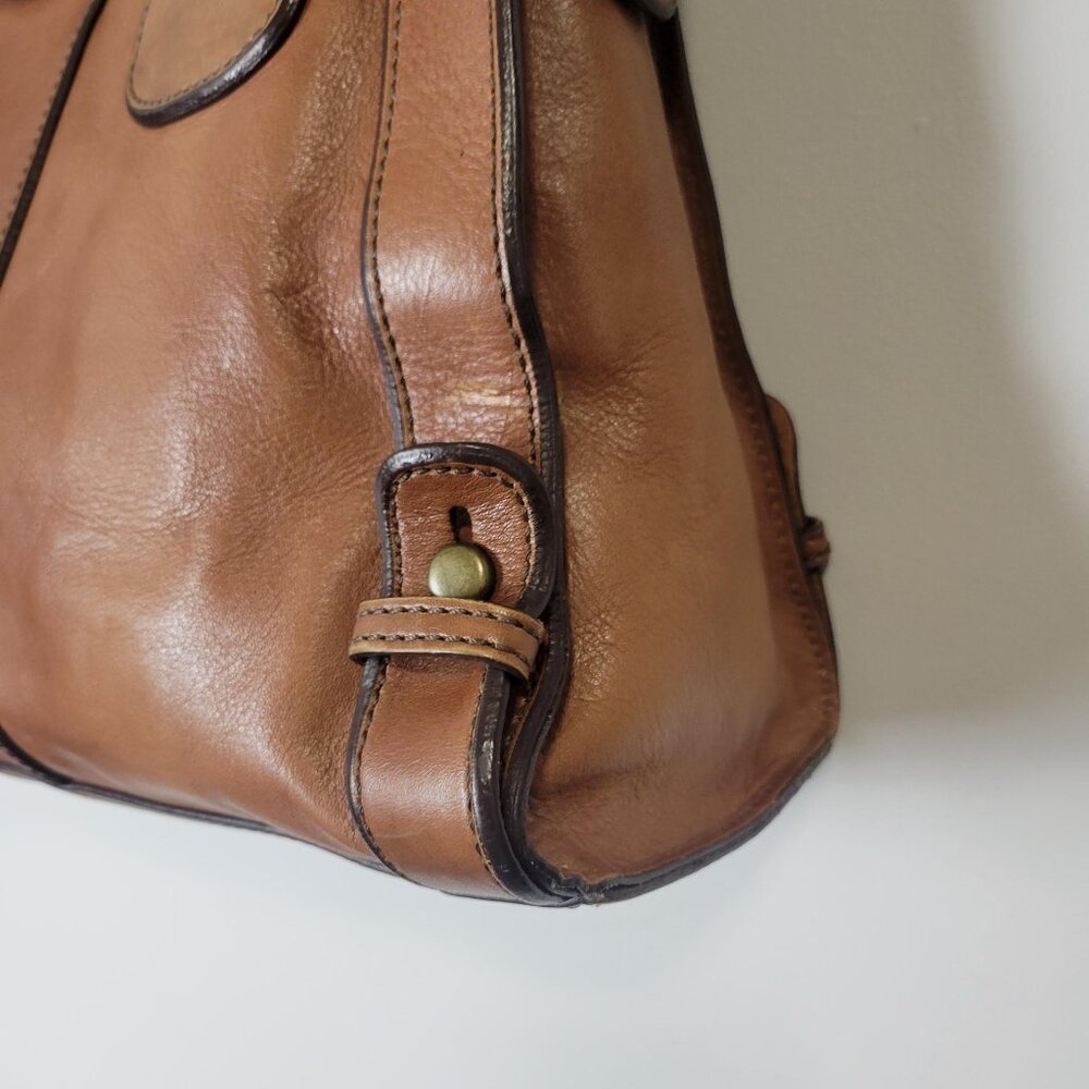 Vintage Fossil Reissue Large Satchel Handbag Came… - image 5